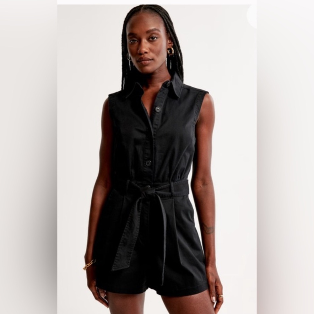 Abercrombie & Fitch Utility Button-Up Belted Romper